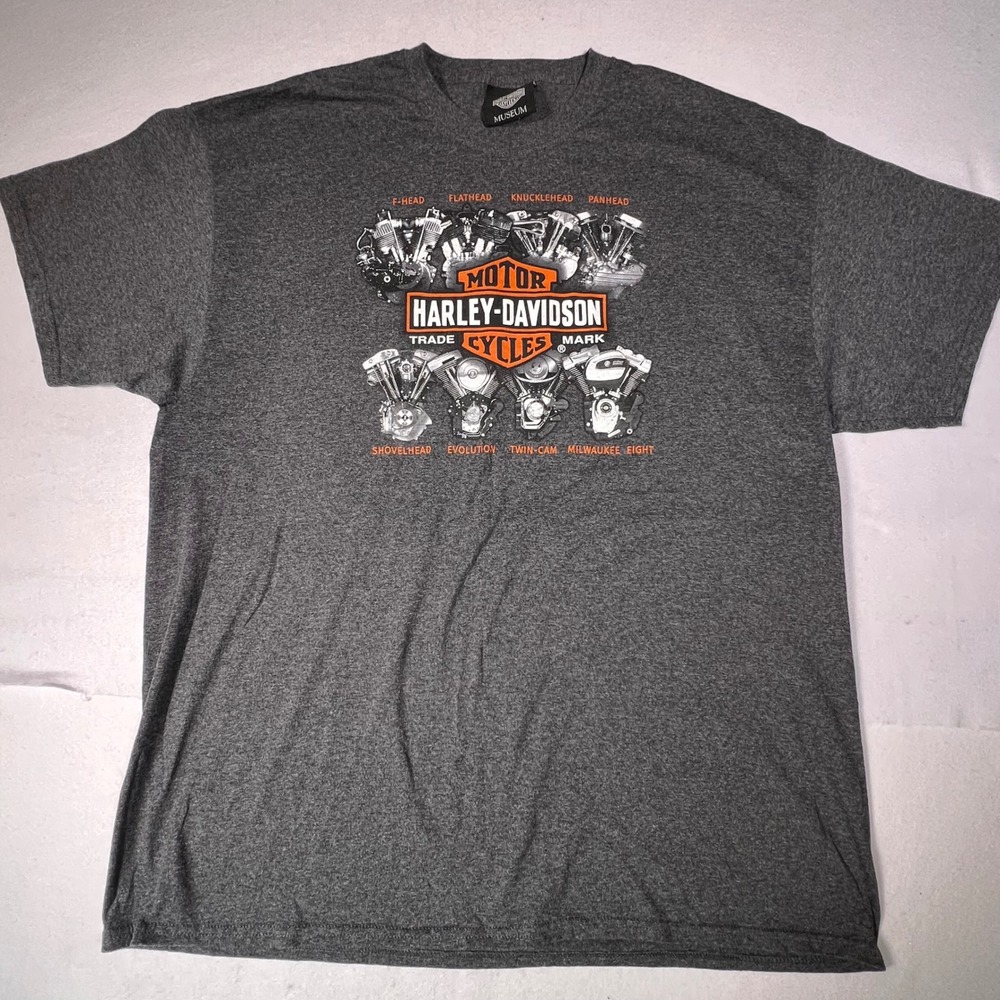 Harley-Davidson Museum 115th Anniversary Engine Graphic T-Shirt Mens 2XL Gray